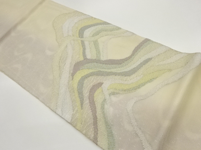 JAPANESE FUKURO OBI FOR SUMMER / WOVEN ABSTRACT MOUNTAINS